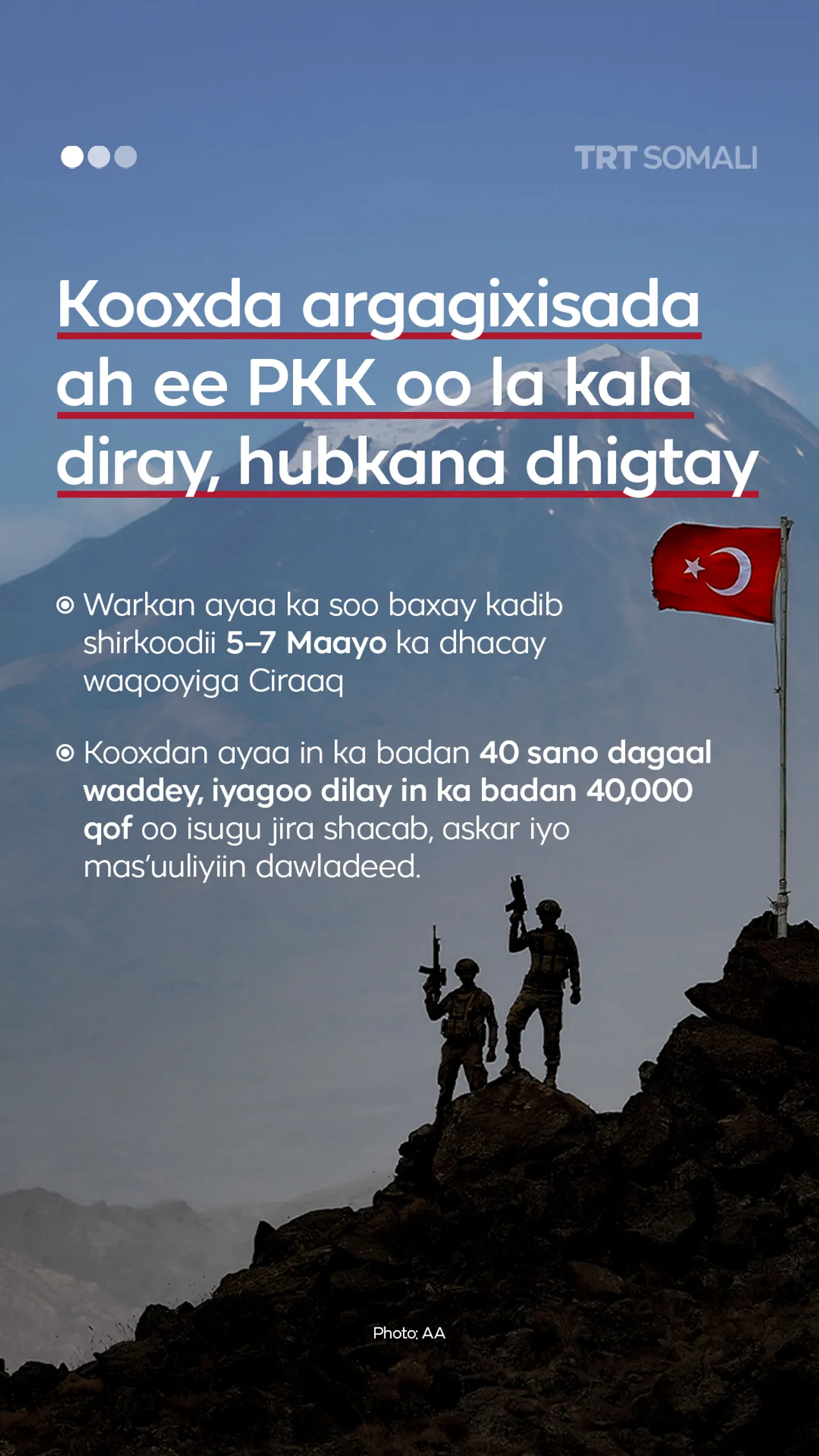 Kooxda argagixisada ah ee PKK oo la kala diray, hubkana dhigtay